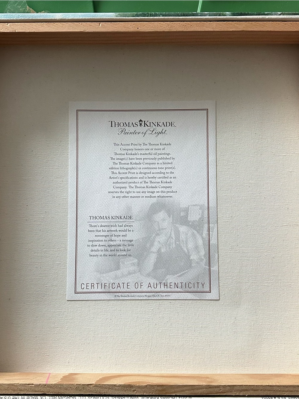 Thomas Kinkade Bridge Print on Canvas Wood Frame Painter of Light - Picture 3 of 3